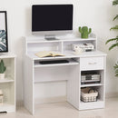 Scrivania 104 x 48 x 95,5 cm con Ripiano Tastiera Estraibile e Mensole  in Legno  Bianco