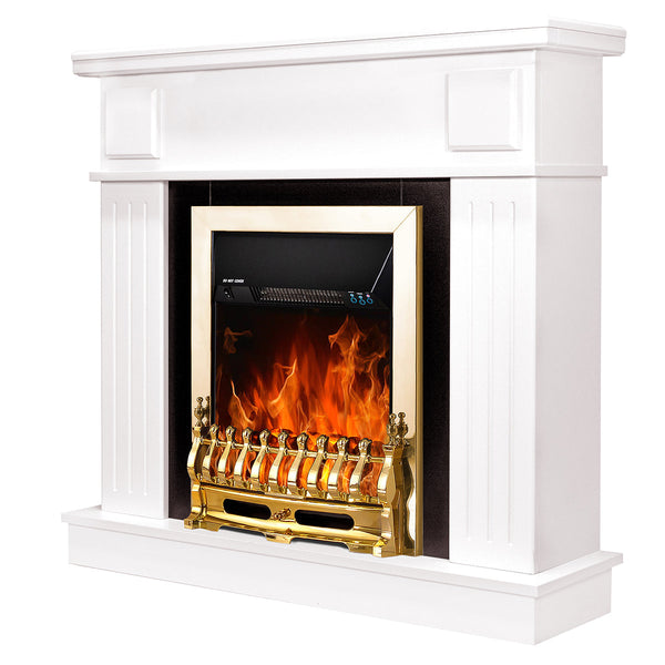 online Camino Elettrico da Pavimento 99,7x103,4x27 cm Effetto Fiamma 2000W Oscar & Galileo gold Bianco/nero