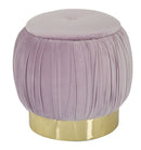 Puff Contenitore Paris Rosa Ø41x41 cm Legno Spugna e Velluto Sintetico Rosa e Oro