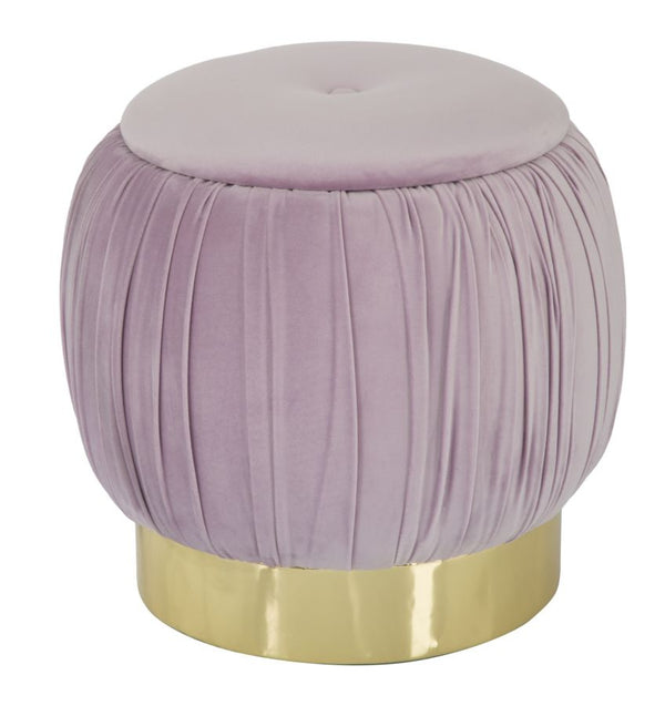 sconto Puff Contenitore Paris Rosa Ø41x41 cm Legno Spugna e Velluto Sintetico Rosa e Oro