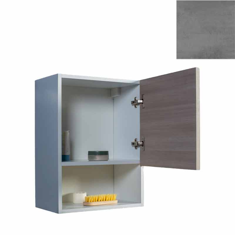 Pensile Bagno Lavanderia con 1 Anta e Vano a Giorno 43x27x58 cm in Nobilitato Grigio Cemento