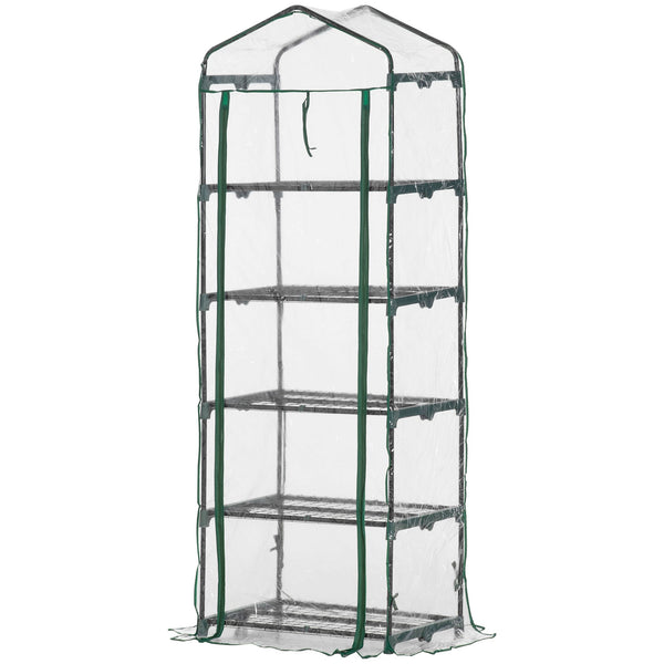 sconto Mini Serra per Piante a 5 Ripiani 69x49x193 cm in Acciaio Verde