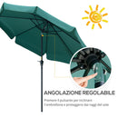 Ombrellone da Giardino Ø266x248,5 cm Inclinabile con Manovella Verde  