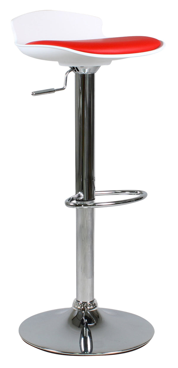 Sgabello con Alzata a Gas e Seduta Girevole in Polipropilene e Similpelle Vandi Bianco e Rosso acquista