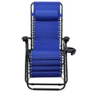 Sedia Poltrona Giardino Zero Gravity Pieghevole Acciaio Oxford con Vassoio Blu