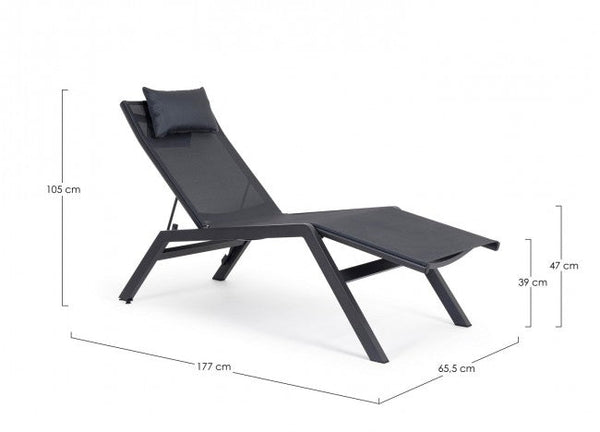 Lettino Chaise Longue da Giardino 65,5x177x105h cm con Cuscino Poggiatesta Krion Antracite online