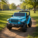 Macchina Elettrica per Bambini Fuoristrada Jeep Wrangler Rubicon 12V con Telecomando Blu