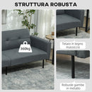 Divano Letto Clic Clac 200x77x72 cm con Schienale Regolabile in Tessuto Effetto Lino Grigio   