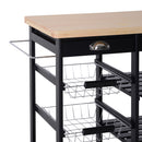 Carrello da Cucina con Cassetti e Portabottiglie Legno e Nero