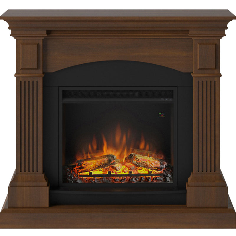 Camino Elettrico da Pavimento Effetto Fiamma 1500W Tagu Magna Noce Pregiato