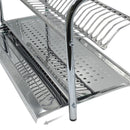 Scolapiatti Fisso da Appoggio 70 cm in Acciaio Inox con Vaschetta Raccogli Gocce