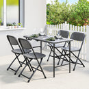 Set Tavolo Regolabile 118x60x74 cm e 4 Sedie da Giardino Pieghevoli in HDPE Effetto Legno Grigio Scuro      