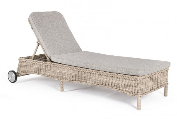 sconto Lettino Prendisole da Giardino 66x190x97h cm con Cuscini e Ruote Jupiter New