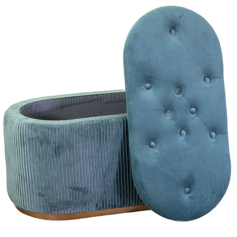 Pouf Contenitore 82x42xh41 cm in Tessuto Velluto Verde Salvia