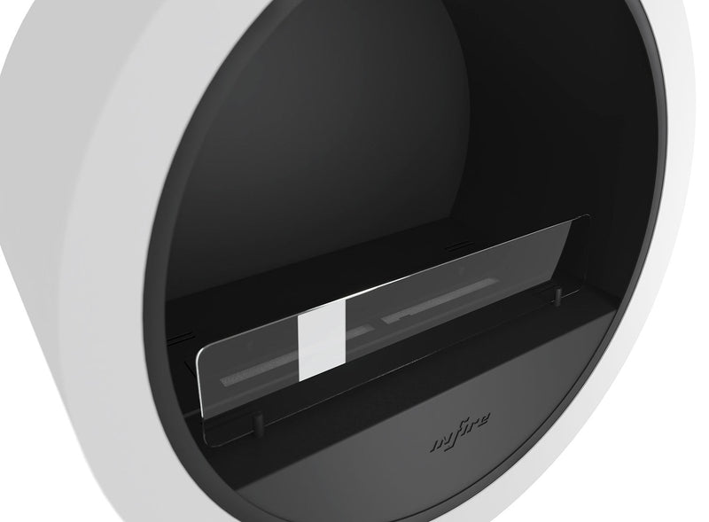 Camino a Bioetanolo Sospeso 218,6xØ70x35 cm Incyrcle Bianco con Vetro