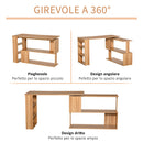 Scrivania Angolare Multiposizione con 5 Ripiani Legno 120x110x74,5 cm
