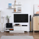 Mobile TV con Armadietto e Mensola a Muro  150x31,5x40 cm in Legno Bianco