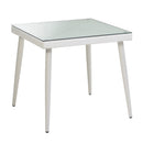 Tavolo da Giardino in Polyrattan con Vetro 80x80H77cm Adila Bianco Crema