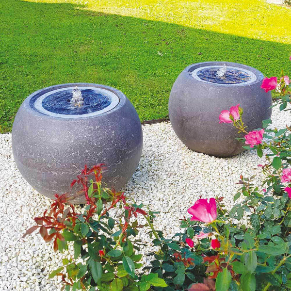 Sfera Cascata Artificiale da Giardino Ø50x44 cm in Fibrocemento con LED e Pompa Grigia online