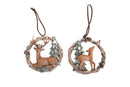 Set 4 Coroncine Decorative con Renne 10,2 cm in Resina