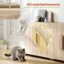 Credenza da Cucina 157x39x82 cm con 2 Armadietti Ante Soft-Close e Ripiani Regolabili in Legno Naturale      