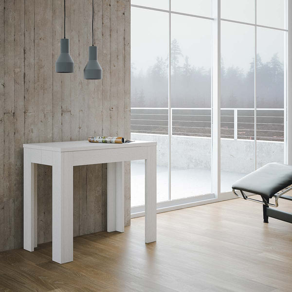 sconto Consolle Allungabile in Legno H76,5x47x90/147cm 2 Allunghe Itamoby Magix Bianco Lucido Classica