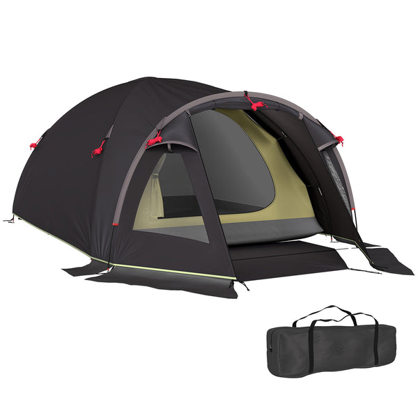 Tenda a Tunnel Impermeabile 330x190x120 cm per 2-4 Persone con Finestre Laterali e Gancio Nero prezzo