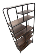 Libreria Essential 80x30x180 cm in Ferro e MDF Nero e Marrone