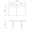 Tavolo Allungabile 90/163,5x90x76 cm in Metallo con Top in Vetro Grigio