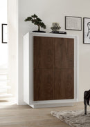 Credenza 4 Ante 106x50x146 cm in Legno TFT Frame Bianco e Rovere