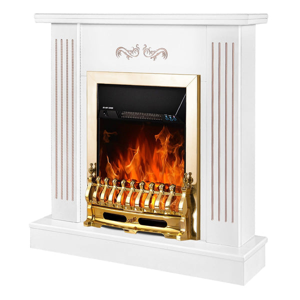 Camino Elettrico da Pavimento 90,5x94x26,5 cm Effetto Fiamma 2000W Smile & Galileo gold Bianco sconto
