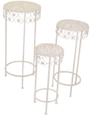 Set 3 Colonnine Portapiante Rotonde in Metallo Letizia Bianco