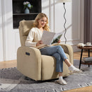 Poltrona Reclinabile Elettrica 80x93x103 cm con Poggiapiedi Poggiatesta Regolabile e Prese in Ciniglia Beige      