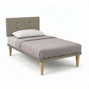 Letto Singolo con Rete Rivestita Similpelle Cappuccino Tessis Testata Button Varie Misure