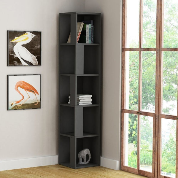 Libreria angolare 31,4x31,4x158,9 cm Piano antracite 5 ripiani prezzo