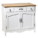 Credenza in Legno 2 Ante 3 Cassetti 95x45x88cm Country Bianca
