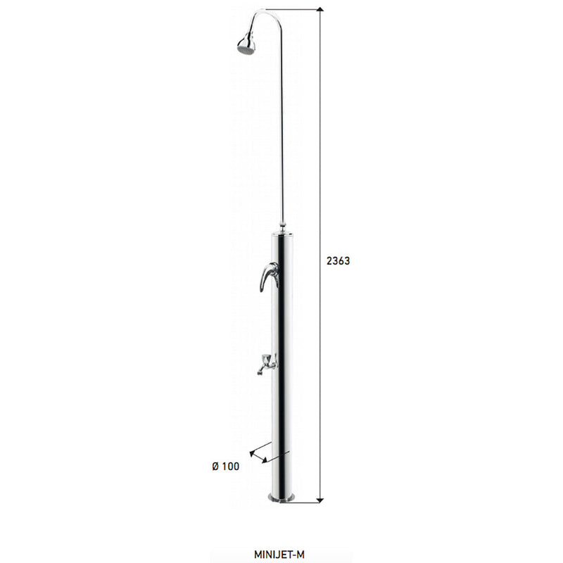 Doccia da Giardino Miscelatore e Lavapiedi ATI Docce Minijet-M Inox Anodizzato