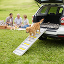 Rampa Pieghevole per Cani per Auto a 10 Gradini 154x40x7,5 cm con Strisce e Piedini Antiscivolo in PP e TPR Bianco      