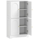 Credenza da Cucina 60x30x110 cm con 2 Armadietti 4 Ante 2 Ripiani Regolabili in Legno Bianco      