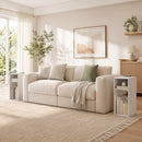 Set 2 Tavolini da Salotto Moderni 25x30x60 cm con Ripiani Aperti 2 Prese AC e 2 Porte USB in Truciolato Bianco      