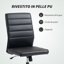 Sedia da Ufficio Ergonomica e Regolabile 58x53x97-107 cm con Schienale Ricurvo in Pelle PU e Acciaio Nero      