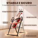 Tavola per Inversione Pieghevole 114x79x153 cm con Cintura di Sicurezza e Braccioli in Acciaio Rosso      