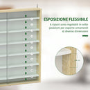 Bacheca Portaoggetti 80x9,5x83 cm a 5 Ripiani Regolabili con Ante in Vetro in Pannello di Particelle Bianco e Rovere      
