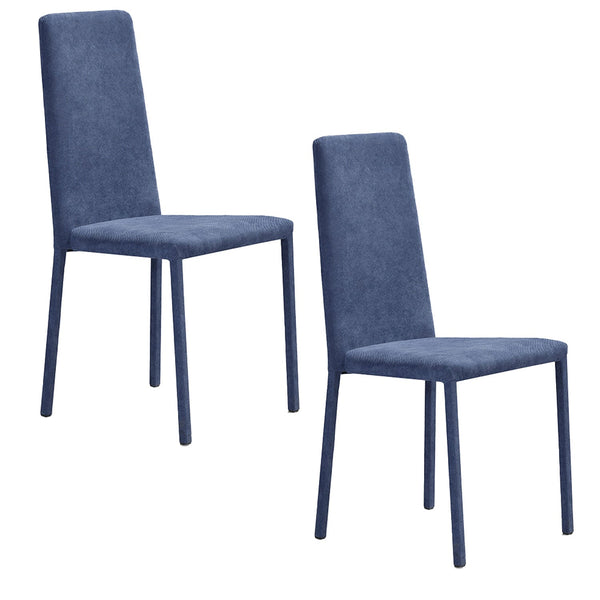 online Set 2 sedie Imbottite 45x52x91 cm In Tessuto Savoy Betty Plus Avio