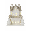 Casetta porta Candela Tealight 12x7x14 cm in Stoneware con Led