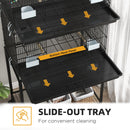 Doppia Voliera 2 Gabbie per Uccelli Impilati 77x46x164 cm in Acciaio con Ruote Nero