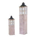 Set 2 Lanterna in legno sbiancato rettangolare 