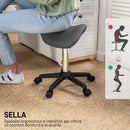 Sgabello Girevole a Sella 48x47x45-57A cm Rivestimento in Finta Pelle Grigio   