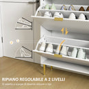 Scarpiera Slim con 4 Cassetti Ribaltabili per 20 Paia di Scarpe 105x24x91,5 cm Design Moderno in MDF Bianco  