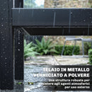 Carrello Barbecue da Esterno 114x61x81 cm con Piano in Acciaio Inossidabile Porta Spezie Ganci e Maniglia Laterale Nero      